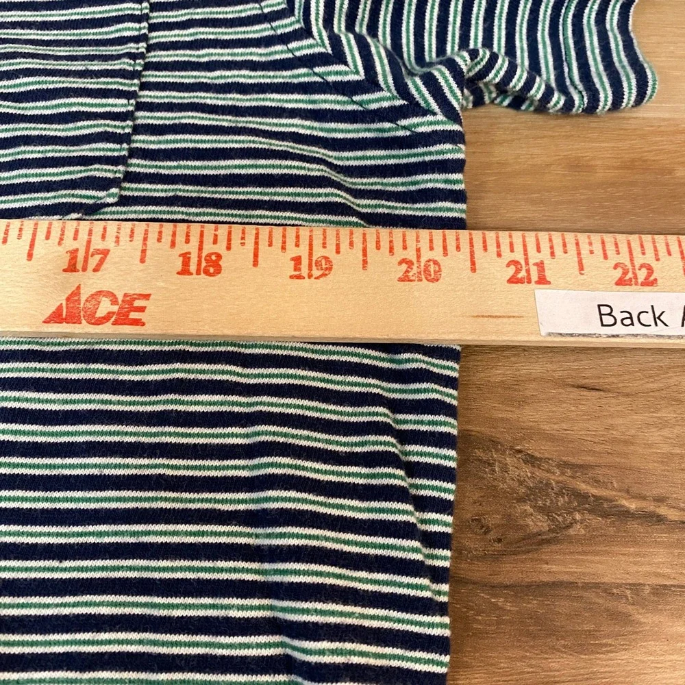 J‎ Crew Polo Shirt Mens Large Slub Cotton Yarns Navy Green Striped